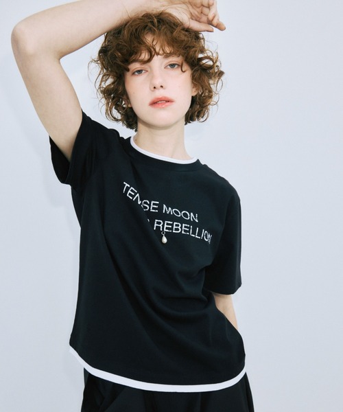 JOSE MOON（ジョゼムーン） tシャツ 半袖 RINGER T-SHIRT with PEARL