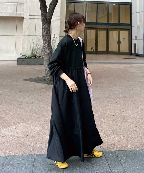 「CORNERS」 長袖ワンピース L ネイビー レディース_画像2