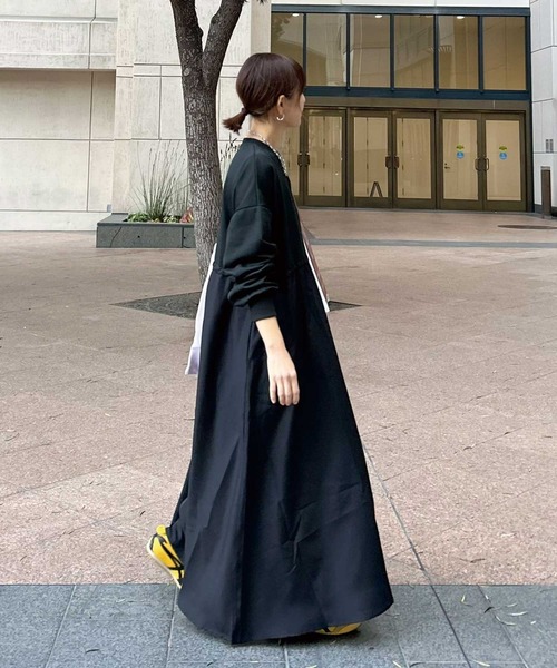 「CORNERS」 長袖ワンピース L ネイビー レディース_画像3