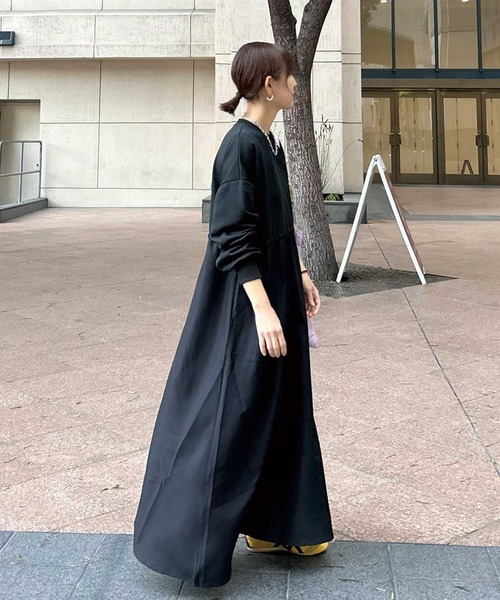 「CORNERS」 長袖ワンピース L ネイビー レディース_画像4