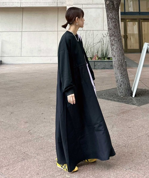 「CORNERS」 長袖ワンピース L ネイビー レディース_画像5
