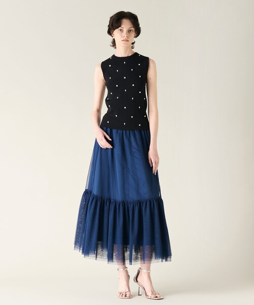 「GRACE CONTINENTAL」 ノースリーブニット 36 ブルー レディース_画像9