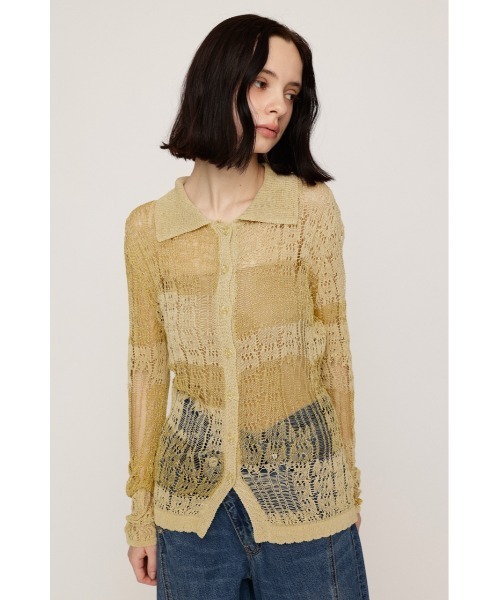 SLY（スライ） カーディガン SHINY CROCHET KNIT CD シャイニー