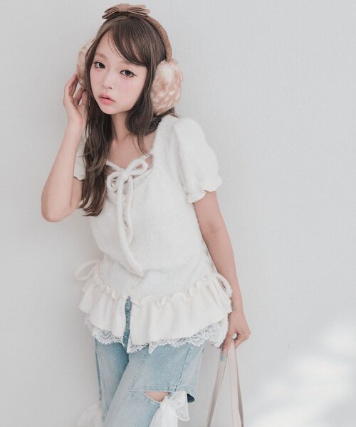 OLIVE des OLIVE（オリーブデオリーブ） tシャツ 半袖 フェザー