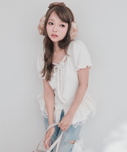 OLIVE des OLIVE（オリーブデオリーブ） tシャツ 半袖 フェザー