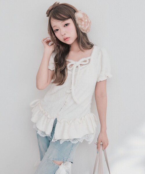 OLIVE des OLIVE（オリーブデオリーブ） tシャツ 半袖 フェザー