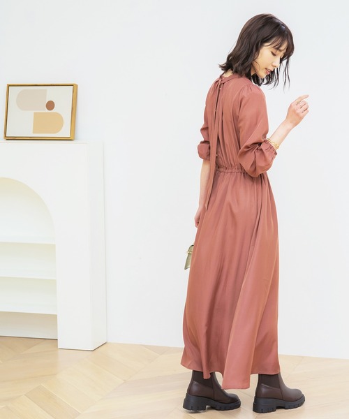 GeeRA ワンピース バックリボン&ボタン大人ワンピース GeeRA ワンピース バックリボン&ボタン大人ワンピース