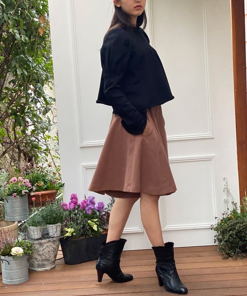AVIE パンツ ポンチフレアキュロットパンツ レディース