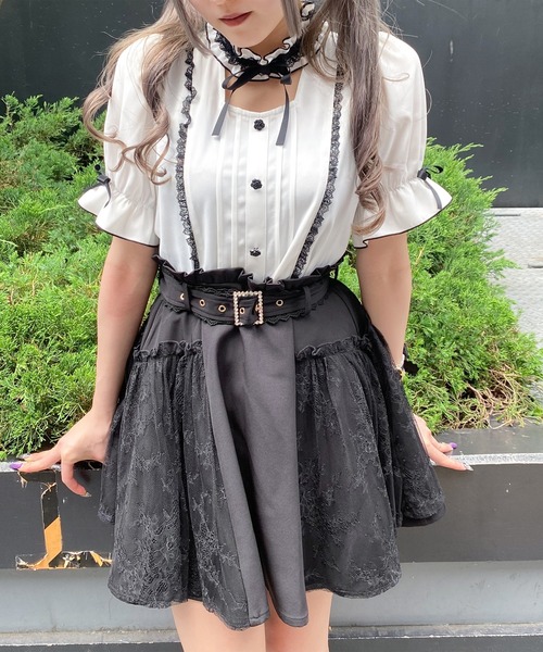 ROJITA（ロジータ） ブラウス シャツ 半袖 デコルテ開きフリルリボン