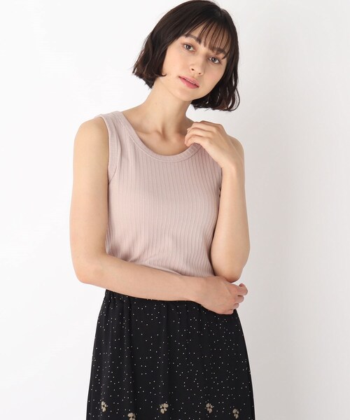 タンクトップ ノースリーブ 「洗える」飾り編みリブジャージータンクトップ レディース LAURA ASHLEY タンクトップ ノースリーブ 「洗える」飾り編み