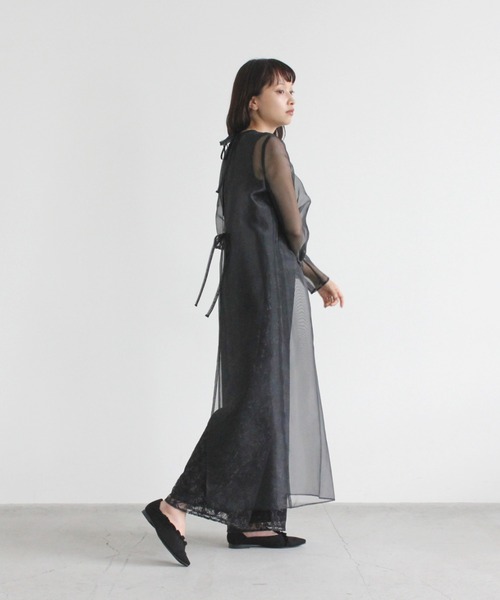 最終 kaene カエン オケージョンドレス オールインワン パンツ レース 黒 kaene（カエン） パーティードレス パンツドレス 卒業式 シアー