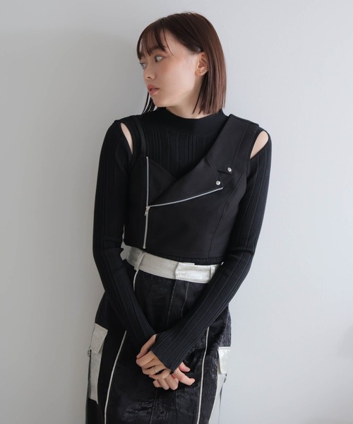 LADYMADE ニット セーター スリットショルダー2WAYリブニット