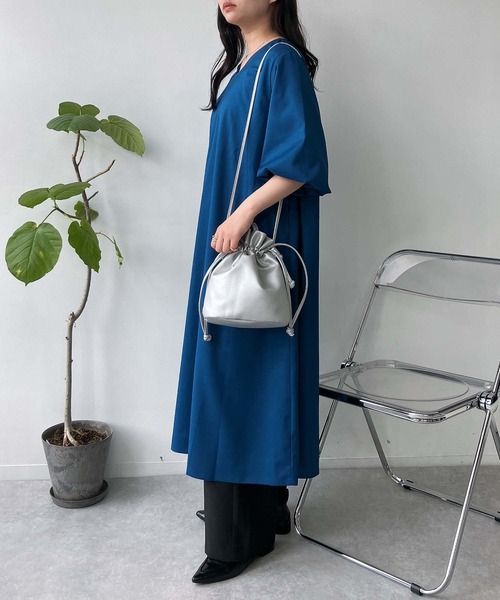 AS KNOW ワンピース 結んでバックリボン ボリューム袖 バサリ