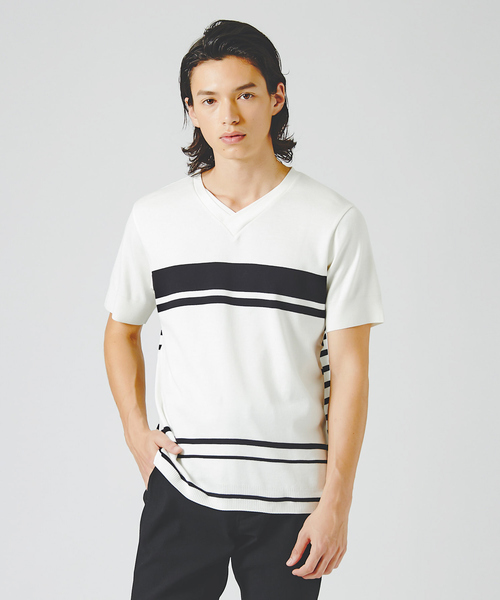 5351プール・オム（5351POUR LES HOMMES）/セーターマシーン Vネック 半袖ニットTシャツ 5351 POUR LES HOMMES tシャツ セーターマシーン Vネック 半袖ニットT