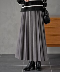 スカート ランダムプリーツスウェードスカート