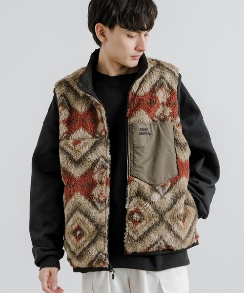 KRIFF MAYER（クリフメイヤー） ベスト ジレ 柄ボアひっくりボアベスト