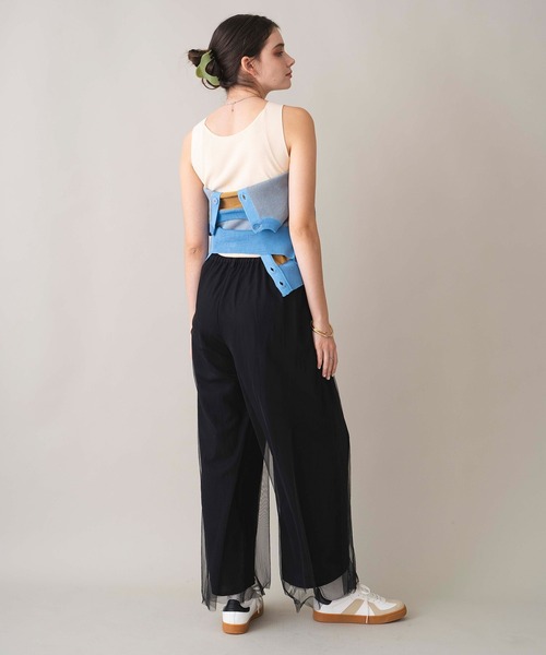 定価3.2万円 未使用 LOISIR コットンレイヤードパンツ(黒) 定価3.2万円 未使用 LOISIR コットンレイヤードパンツ(黒