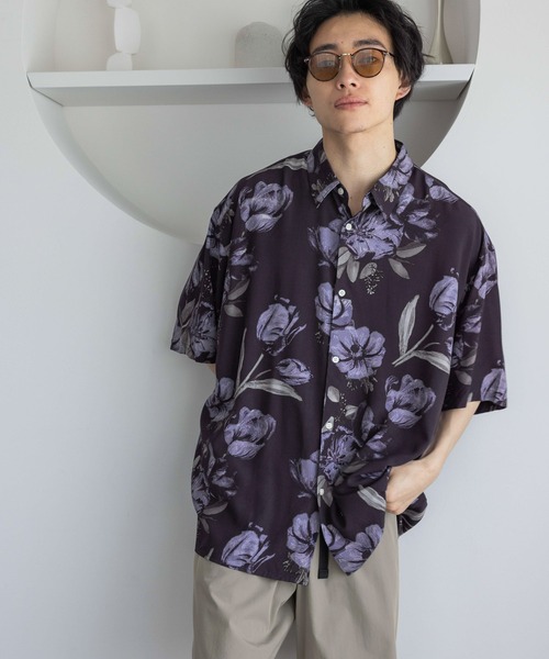 LOWRYS FARM シャツ NYBGボタニカルシャツSS 113081 メンズ 
