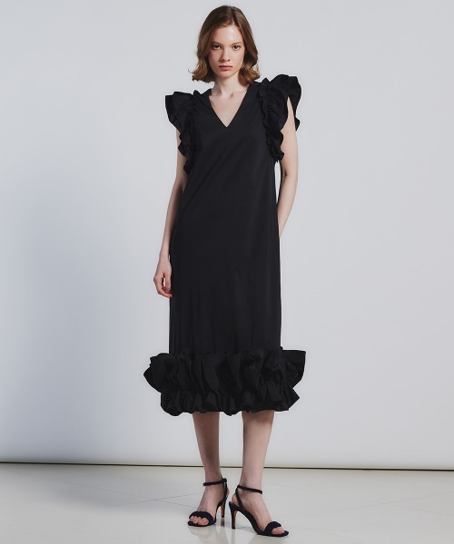 sovフリル付きミディ丈ワンピース フリル付きミディワンピース - パステルピンク | ZARA Japan / 日本