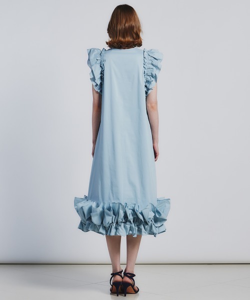 sovフリル付きミディ丈ワンピース フリル付きミディ丈ワンピース - イエロー | ZARA Japan / 日本