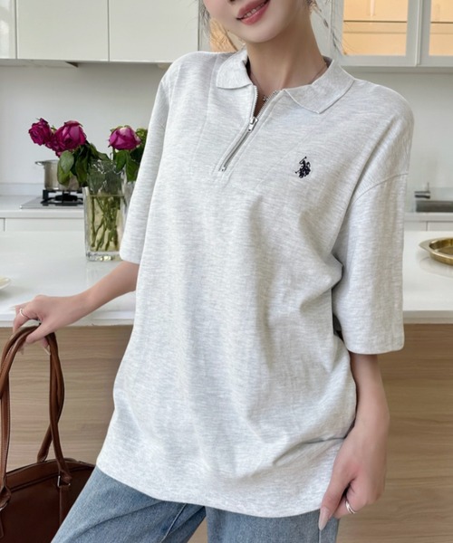 POLO リメイク品 ポロシャツ ショート丈 トップス レディース パールボタン POLO リメイク品 ポロシャツ ショート丈 トップス レディース