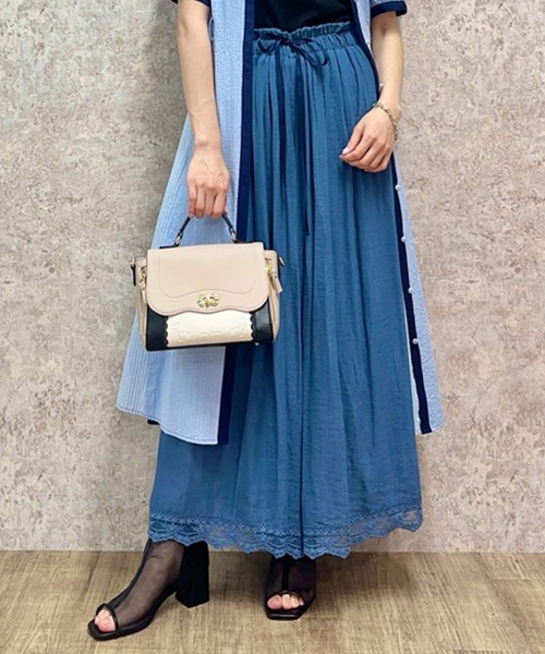 axes femme（アクシーズ ファム） パンツ 選べる着丈楊柳ワイドパンツ