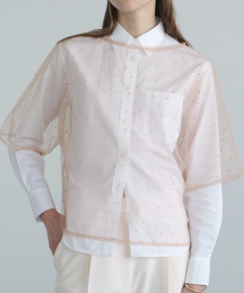 CLANE RHINESTONE SHEER TOPS 17105-1112 レディース
