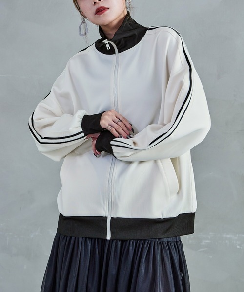 Fashion Letter ブルゾン アウター サイドラインハイネック