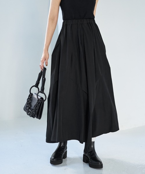 【タグ付き新品未使用】M-premierBLACK♡ボイルストレッチ切替スカート STYLE DELI スカート 「LUXE」ストレッチタフタ立体タックス