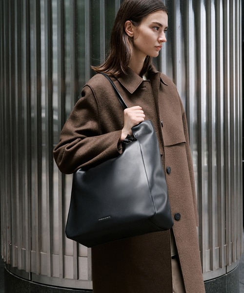 Charles＆Keith Brigette ブリジット ルーシュドトートバッグ CHARLES & KEITH｜Brigette ブリジット ルーシュドトートバッグ