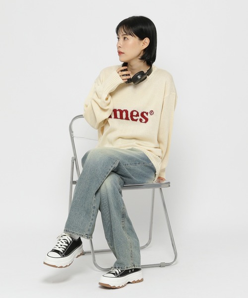 ニット セーター K-POPアイドル着用「UNISEX」AMES WORLDWIDE／ベーシックプルオーバーニット レディース メンズ AMESーWORLDWIDE ニット セーター K-POPアイドル着用「UNISEX