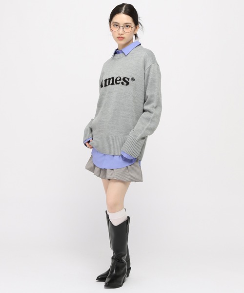 ニット セーター K-POPアイドル着用「UNISEX」AMES WORLDWIDE／ベーシックプルオーバーニット レディース メンズ AMESーWORLDWIDE ニット セーター K-POPアイドル着用「UNISEX