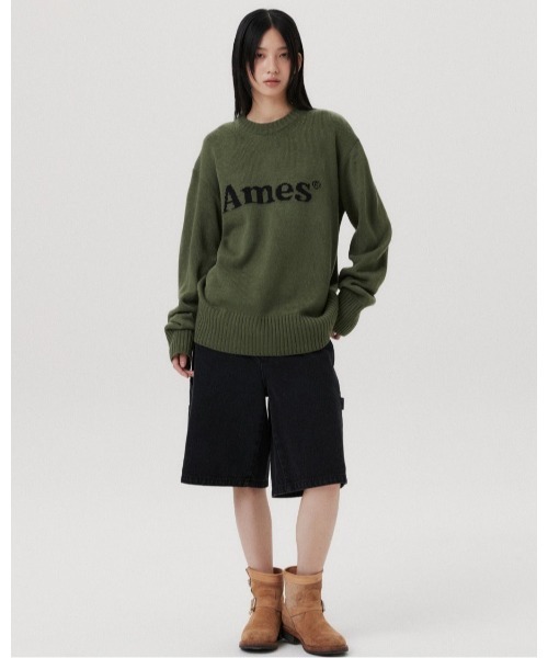 ★AMES-WORLDWIDE★BASIC PULLOVER KNIT NAVY★正規品/直送料込 AMES-WORLDWIDE(アメスワールドワイド) ニット・セーター