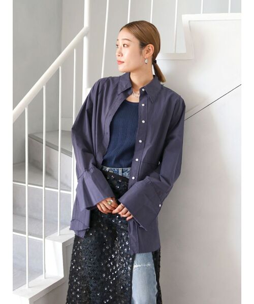 Ungrid ブラウス シャツ カットオフビッグシルエットシャツ