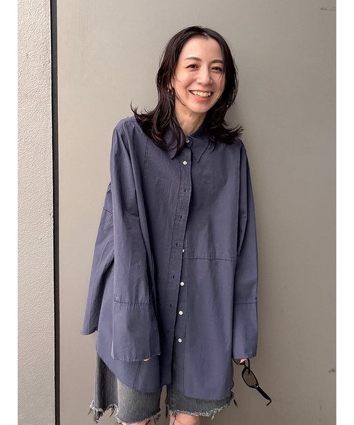 ブラウス シャツ カットオフビッグシルエットシャツ レディース