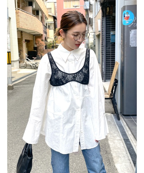 ブラウス シャツ カットオフビッグシルエットシャツ レディース Ungrid ブラウス シャツ カットオフビッグシルエットシャツ