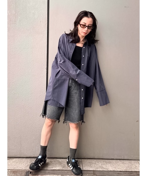 ブラウス シャツ カットオフビッグシルエットシャツ レディース Ungrid ブラウス シャツ カットオフビッグシルエットシャツ