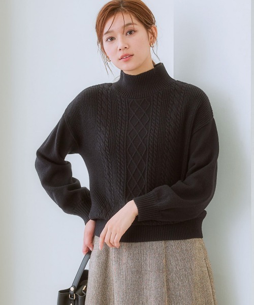 7days Life Styling ニット セーター フロントケーブル編みハイネック