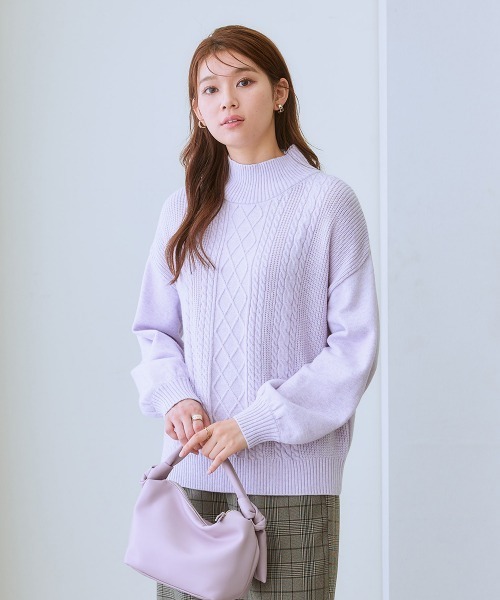 7days Life Styling ニット セーター フロントケーブル編みハイネック