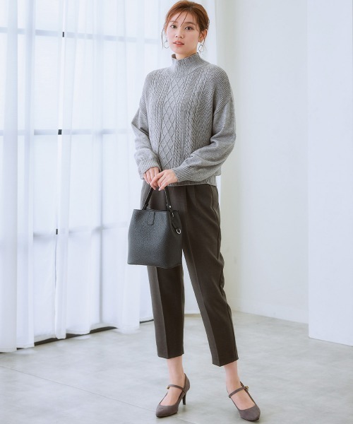 7days Life Styling ニット セーター フロントケーブル編みハイネック