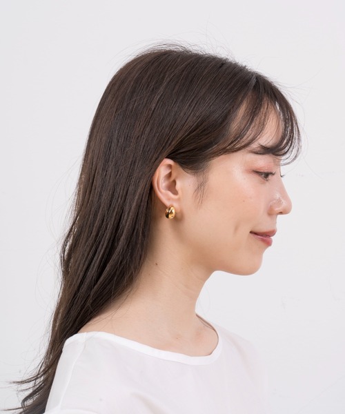 ピアス 「ANNA SOTTILOTTA」ドロップ フープ シルバー ゴールド