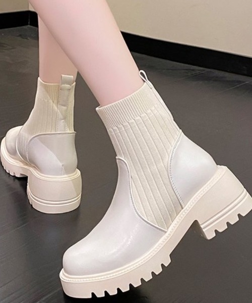 ブーツ リブニットソックスブーツ レディース : ZOZOTOWN Yahoo!店