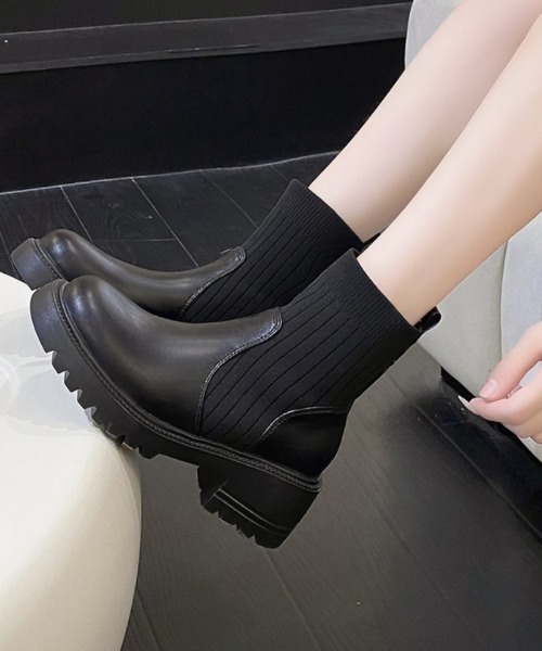ブーツ リブニットソックスブーツ レディース : ZOZOTOWN Yahoo!店