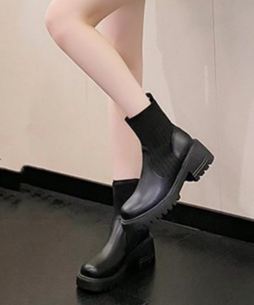 ブーツ リブニットソックスブーツ レディース : ZOZOTOWN Yahoo!店