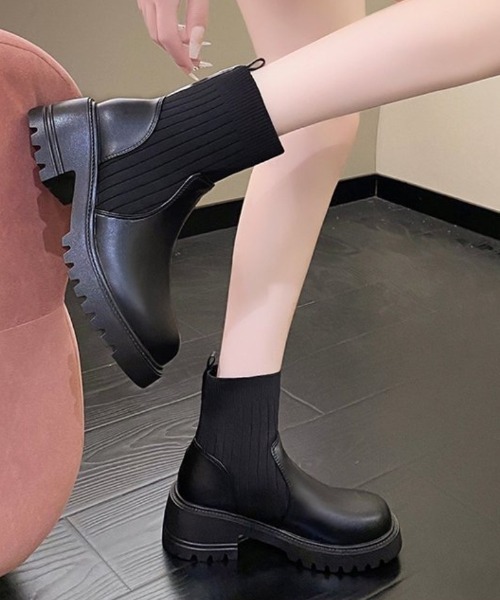 PG♡リブニットショートブーツ22.5 diana（プラスダイアナ）の「リブニットショートブーツ（ブーツ）」 - WEAR