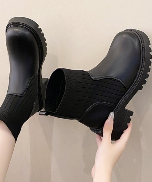 ブーツ リブニットソックスブーツ レディース : ZOZOTOWN Yahoo!店