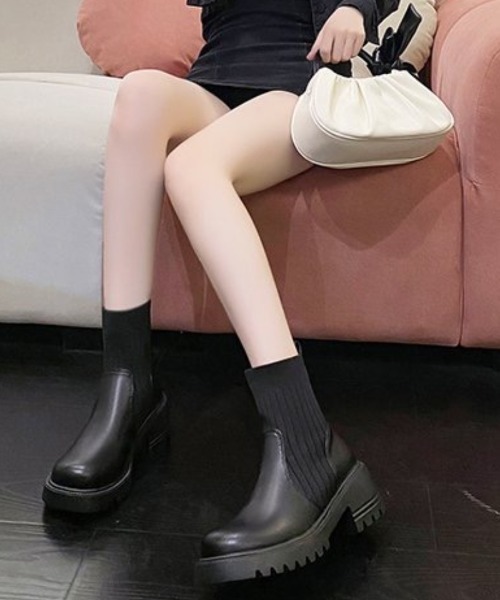 ブーツ リブニットソックスブーツ レディース : ZOZOTOWN Yahoo!店
