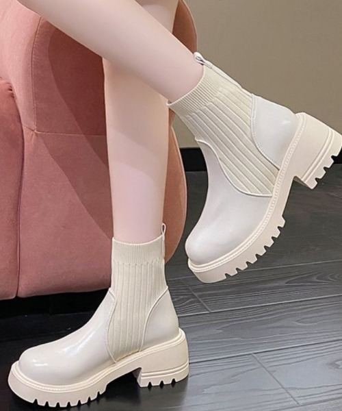 ブーツ リブニットソックスブーツ レディース : ZOZOTOWN Yahoo!店