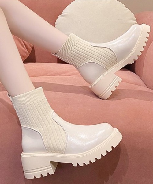 ブーツ リブニットソックスブーツ レディース : ZOZOTOWN Yahoo!店