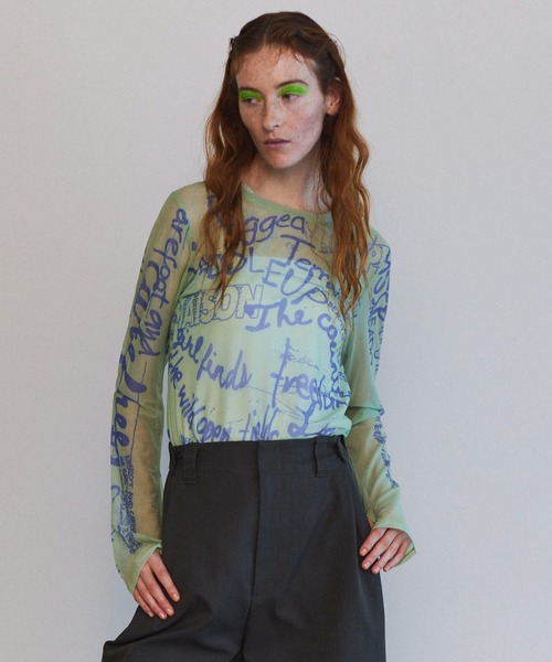 MAISON SPECIAL tシャツ Hand Painting Sheer Tops/ハンドペイン